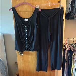 Black Women's Tank and Pants Set